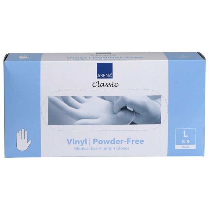 Abena Vinyl-Handschoenen Classic poedervrij Maat L transparant 100st main product photo