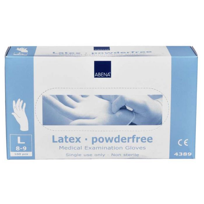 Abena Latex-handschoenen poedervrij Maat L wit 100st main product photo