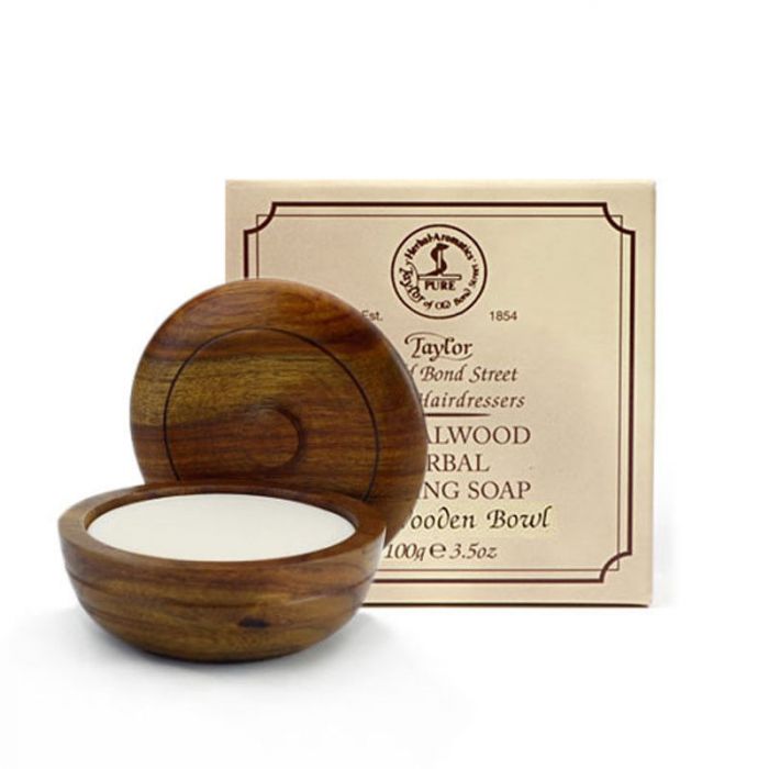 Taylor of Old Bond Street Wooden Bowl + Sandalwood Soap 100gr main product photo