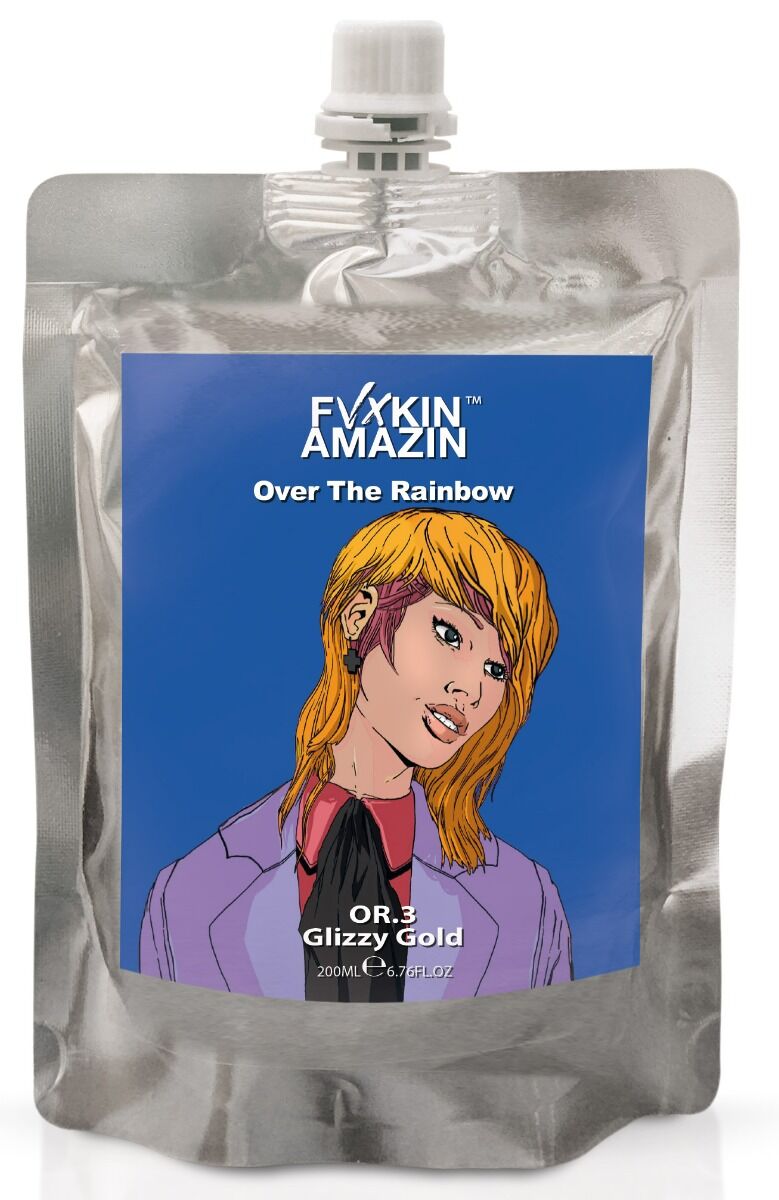 Fvxkin Amazin OVER THE RAINBOW - DIRECT PIGMENT MASK GLIZZY GOLD 200 ml